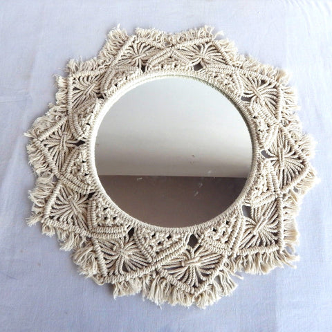 ecofynd Cotton cotton Macrame Wall Mirror with Boho Fringes Macrame Mirror freeshipping - Ecofynd