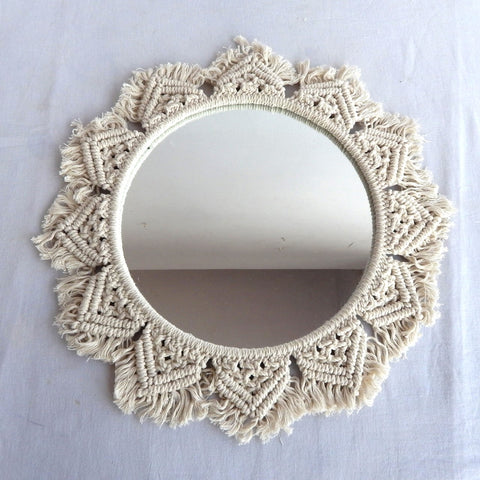 ecofynd Cotton cotton Macrame Wall Mirror with Boho Fringes Macrame Mirror freeshipping - Ecofynd