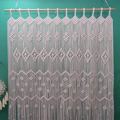 Cotton Geometric Rope Curtain Macrame Curtain freeshipping - Ecofynd