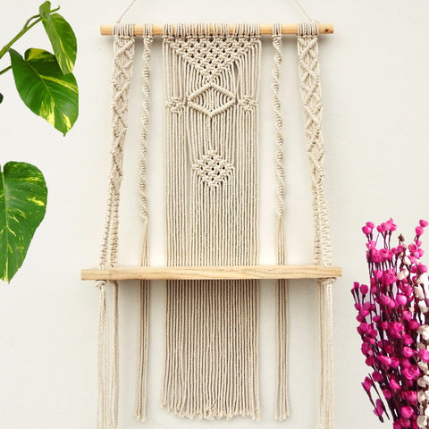 ecofynd Macrame Wall Hanging Shelf shelf freeshipping - Ecofynd