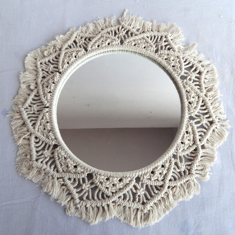 ecofynd Cotton cotton Macrame Wall Mirror with Boho Fringes Macrame Mirror freeshipping - Ecofynd