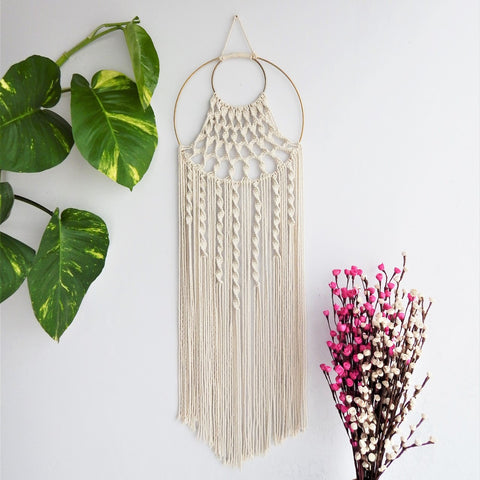 ecofynd Macrame Dream Catcher With Golden Ring hanging ornament freeshipping - Ecofynd