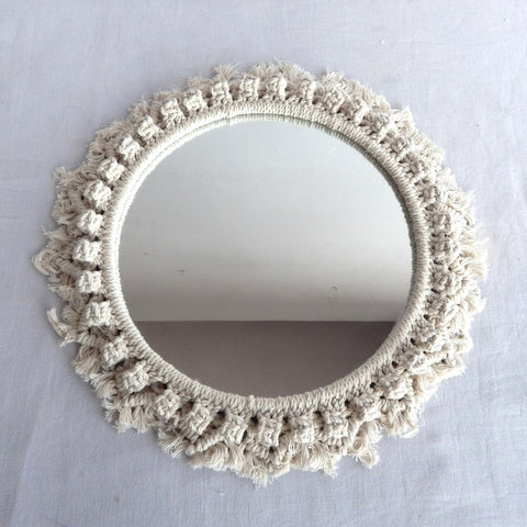 ecofynd Cotton cotton Macrame Wall Mirror with Boho Fringes Macrame Mirror freeshipping - Ecofynd