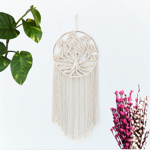 ecofynd Macrame Dream Catcher Tree Of Life With Golden Ring hanging ornament freeshipping - Ecofynd