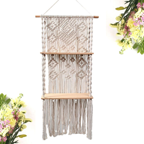 ecofynd Bohemian Macrame Wall Hanging Shelves shelf freeshipping - Ecofynd