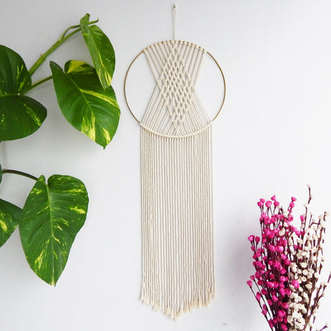 ecofynd Macrame Dream Catcher With Golden Ring hanging ornament freeshipping - Ecofynd