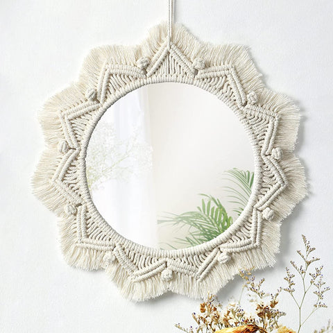 ecofynd Cotton cotton Macrame Wall Mirror with Boho Fringes Macrame Mirror freeshipping - Ecofynd