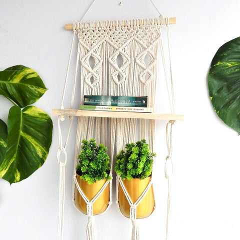 ecofynd Macrame Wall Hanging Shelf shelf freeshipping - Ecofynd