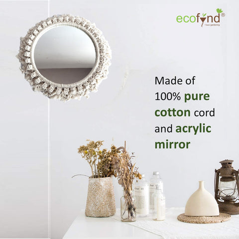 ecofynd Cotton cotton Macrame Wall Mirror with Boho Fringes Macrame Mirror freeshipping - Ecofynd