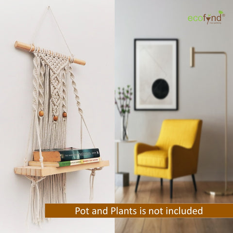 ecofynd Macrame Wall Hanging Shelf shelf freeshipping - Ecofynd