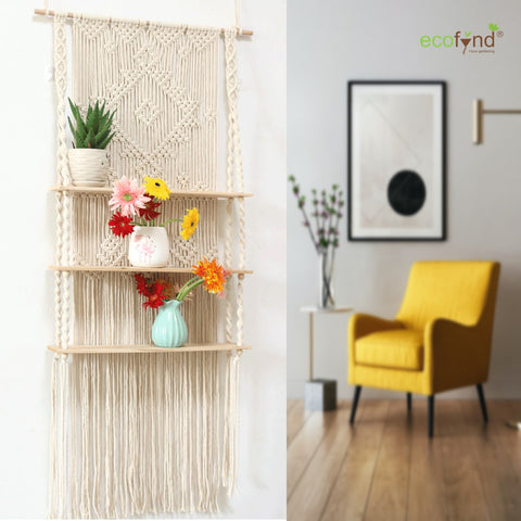 ecofynd 3-Tier Macrame Hanging Shelf