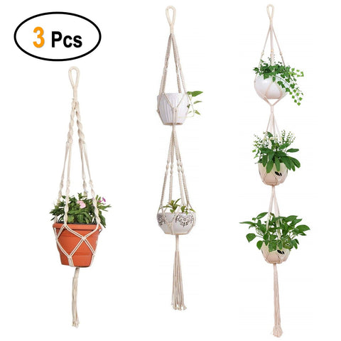 Macrame Cotton Plant Hanger - Set of 3 Macrame Plant Hanger freeshipping - Ecofynd