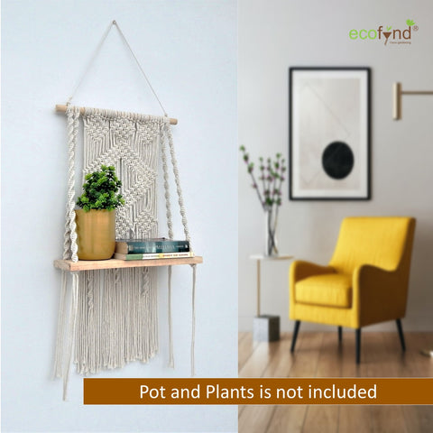 ecofynd Macrame Wall Hanging Shelf shelf freeshipping - Ecofynd