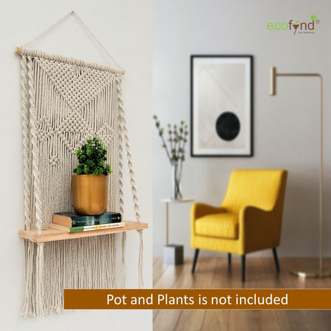 ecofynd Macrame Wall Hanging Shelf shelf freeshipping - Ecofynd