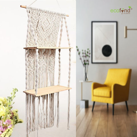 ecofynd Bohemian Macrame Wall Hanging Shelves shelf freeshipping - Ecofynd