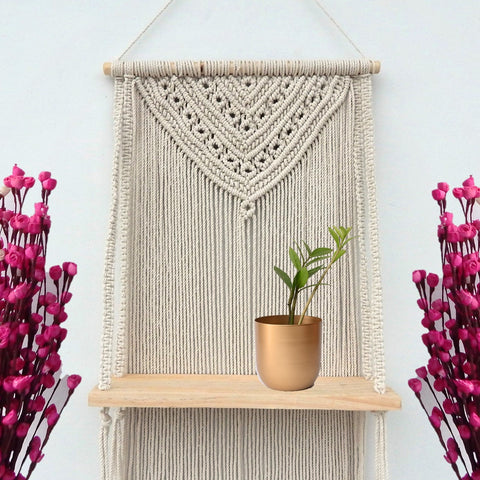 ecofynd Macrame Wall Hanging Shelf shelf freeshipping - Ecofynd