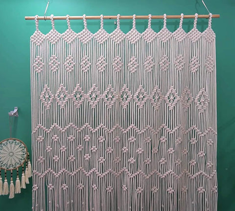 Cotton Geometric Rope Curtain Macrame Curtain freeshipping - Ecofynd