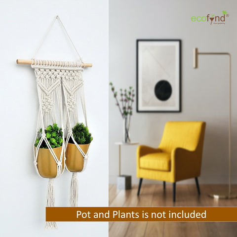 Macrame Double Plant Hanger, Indoor Outdoor Hanging Plant Holder planter freeshipping - Ecofynd