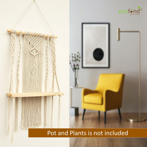 ecofynd Macrame Wall Hanging Shelf shelf freeshipping - Ecofynd