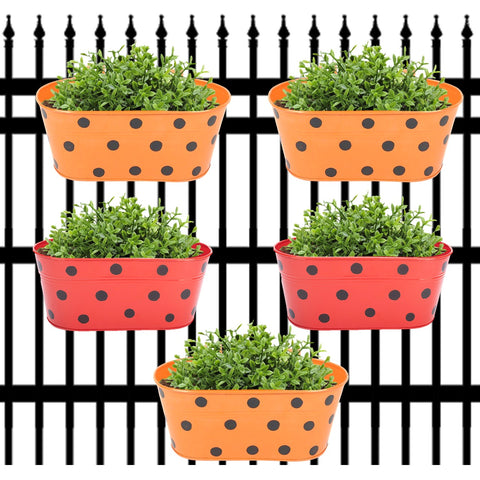 ecofynd Oval Polka Dot Balcony Railing Planter with Detachable Handle Railing Planter freeshipping - Ecofynd