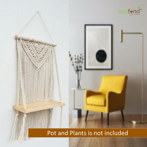 ecofynd Macrame Wall Hanging Shelf shelf freeshipping - Ecofynd