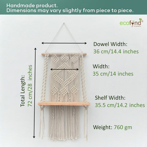 ecofynd Macrame Wall Hanging Shelf shelf freeshipping - Ecofynd