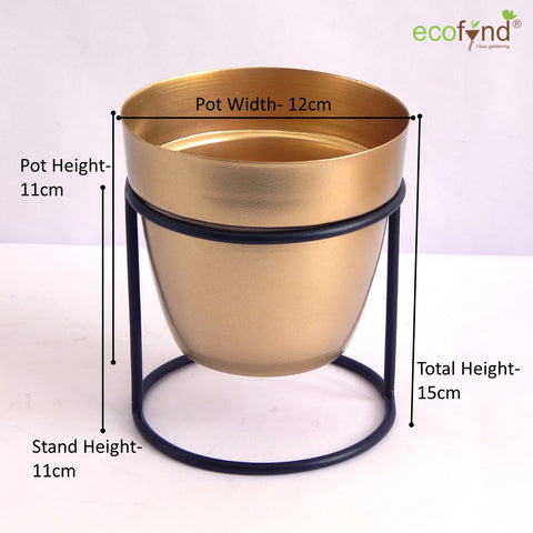 Amy Gold Metal Pot with Stand