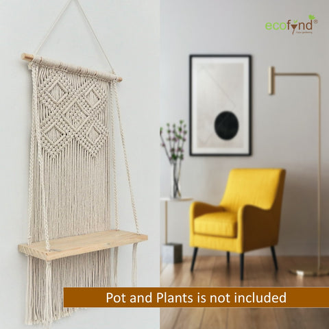 ecofynd Macrame Wall Hanging Shelf shelf freeshipping - Ecofynd