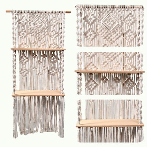 ecofynd 2-Tier Macrame Hanging Shelf