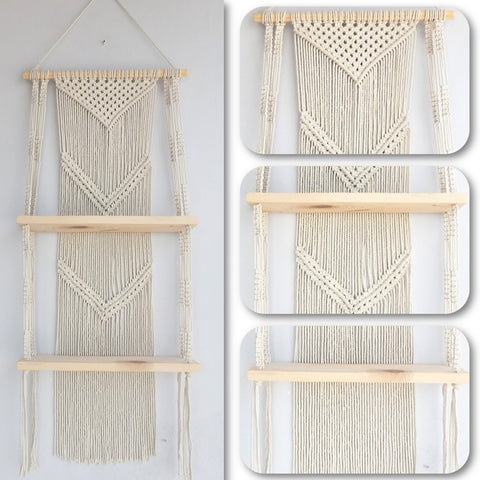 ecofynd Bohemian Macrame Wall Hanging Shelves shelf freeshipping - Ecofynd