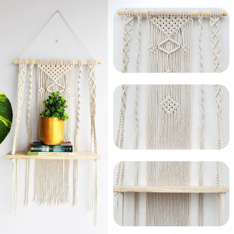 ecofynd Macrame Wall Hanging Shelf shelf freeshipping - Ecofynd