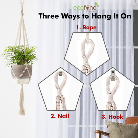 Macrame Cotton Plant Hanger with Beads Macrame Plant Hanger freeshipping - Ecofynd