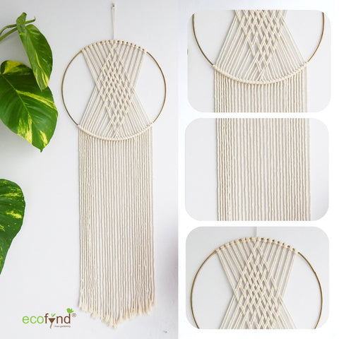 ecofynd Macrame Dream Catcher With Golden Ring hanging ornament freeshipping - Ecofynd