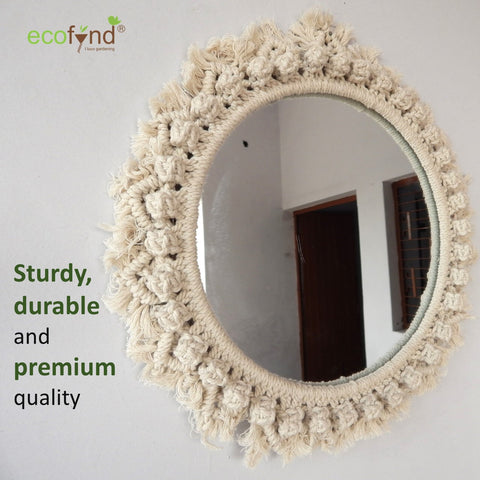 ecofynd Cotton cotton Macrame Wall Mirror with Boho Fringes Macrame Mirror freeshipping - Ecofynd