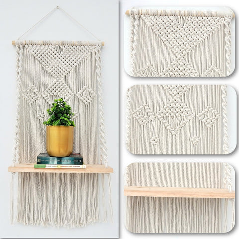 ecofynd Macrame Wall Hanging Shelf shelf freeshipping - Ecofynd