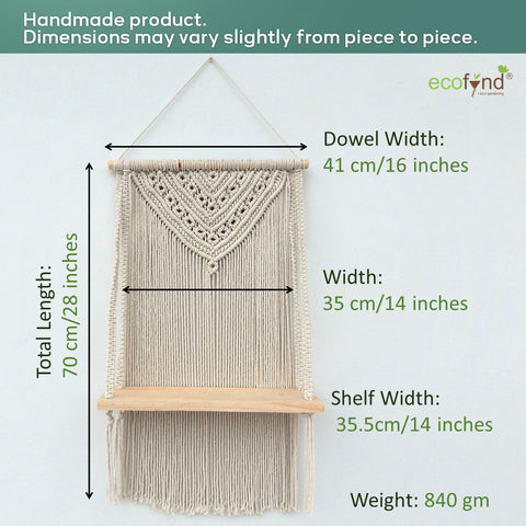 ecofynd Macrame Wall Hanging Shelf shelf freeshipping - Ecofynd