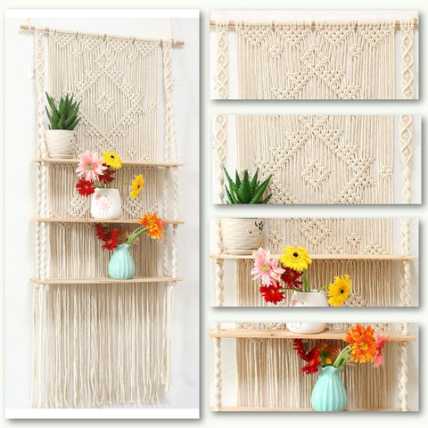 ecofynd 3-Tier Macrame Hanging Shelf