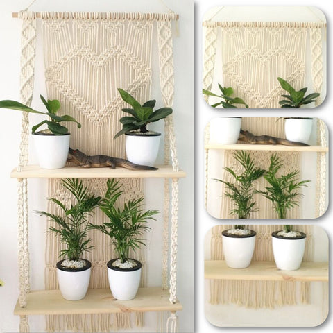 ecofynd Bohemian Macrame Wall Hanging Shelves shelf freeshipping - Ecofynd