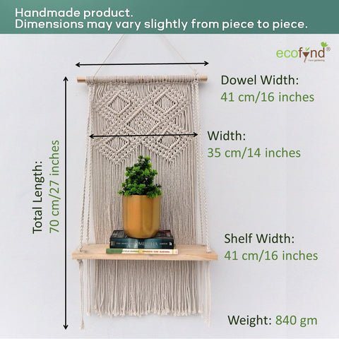 ecofynd Macrame Wall Hanging Shelf shelf freeshipping - Ecofynd