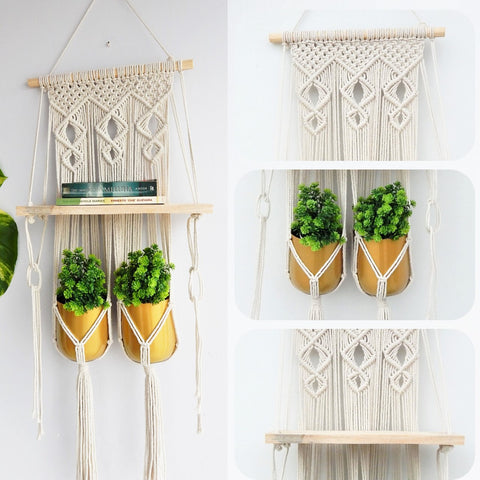 ecofynd Macrame Wall Hanging Shelf shelf freeshipping - Ecofynd