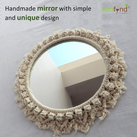 ecofynd Cotton cotton Macrame Wall Mirror with Boho Fringes Macrame Mirror freeshipping - Ecofynd