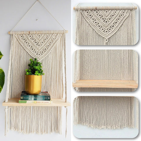 ecofynd Macrame Wall Hanging Shelf shelf freeshipping - Ecofynd