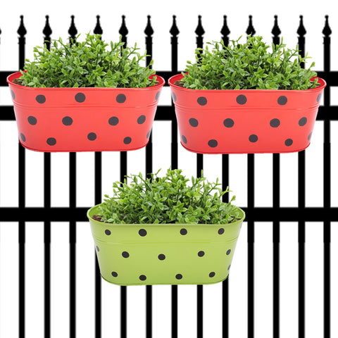 ecofynd Oval Polka Dot Balcony Railing Planter