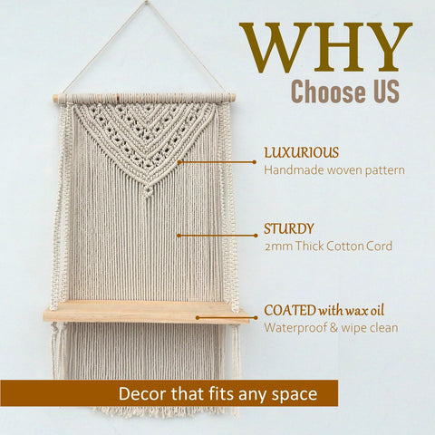 ecofynd Macrame Wall Hanging Shelf shelf freeshipping - Ecofynd