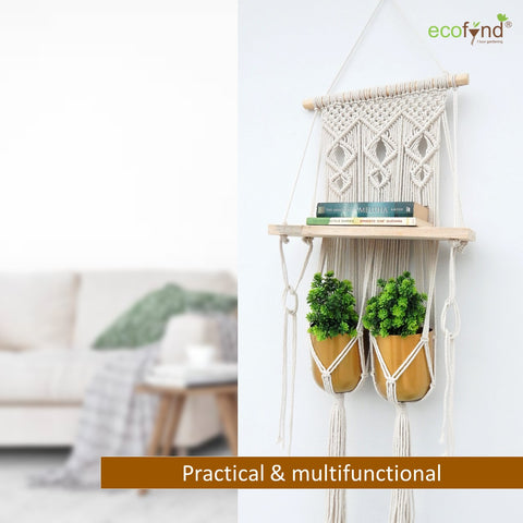 ecofynd Macrame Wall Hanging Shelf shelf freeshipping - Ecofynd