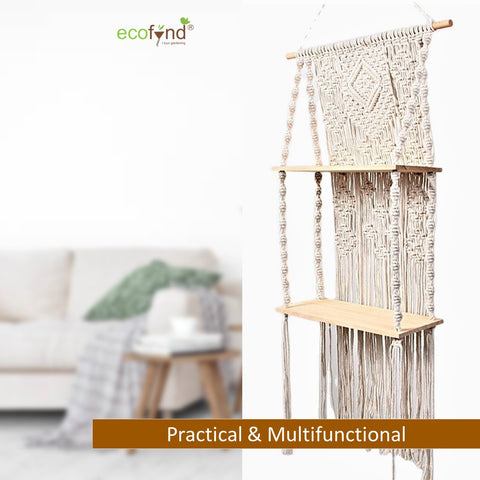 ecofynd 2-Tier Macrame Hanging Shelf