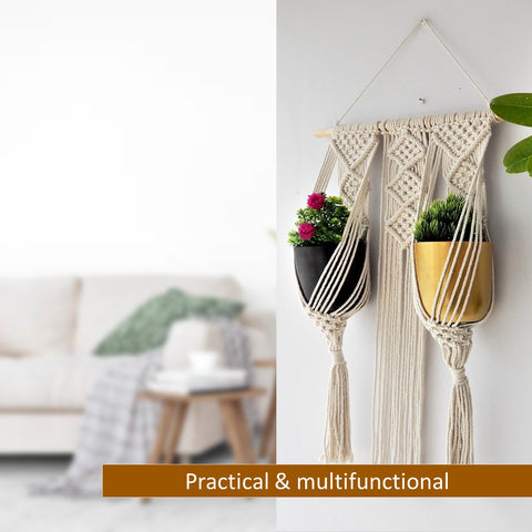 Macrame Double Plant Hanger, Indoor Outdoor Hanging Plant Holder planter freeshipping - Ecofynd