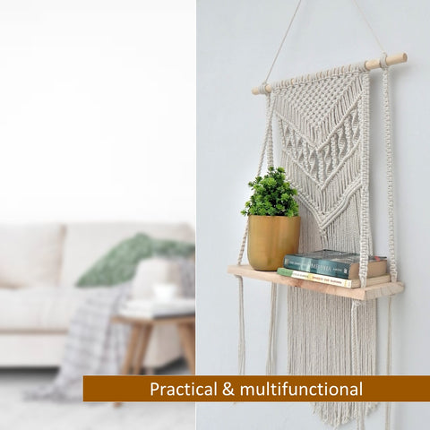 ecofynd Macrame Wall Hanging Shelf shelf freeshipping - Ecofynd