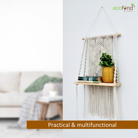 ecofynd Macrame Wall Hanging Shelf shelf freeshipping - Ecofynd