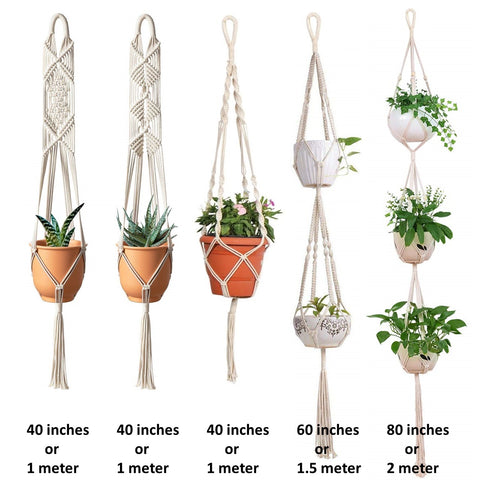 Macrame Cotton Plant Hanger - Set of 5 Macrame Plant Hanger freeshipping - Ecofynd